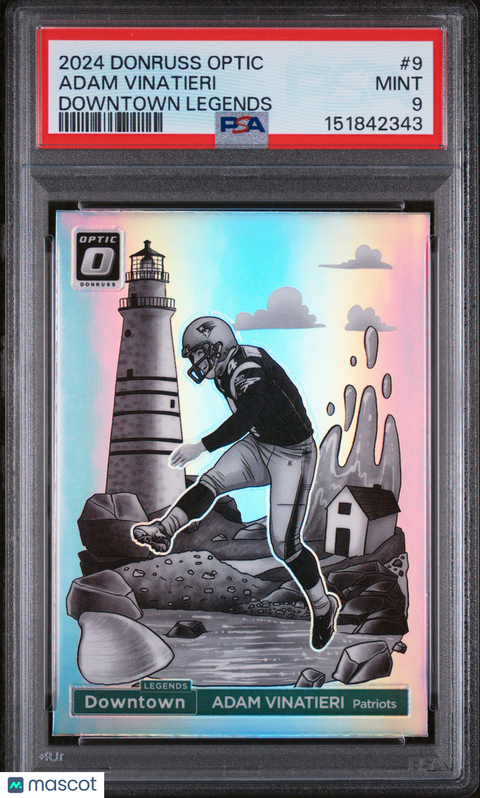 Adam Vinatieri 2024 Optic DOWNTOWN Legends SSP CASE HIT #9 Patriots PSA 9
