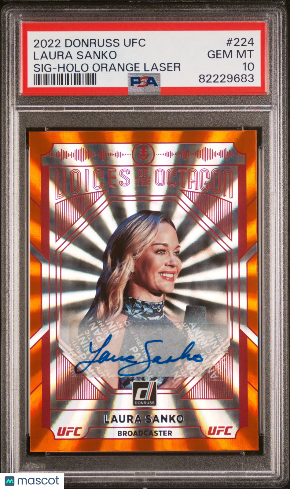 Laura Sanko 2022 Donruss UFC SIG Holo Orange Laser Auto Autograph PSA 10