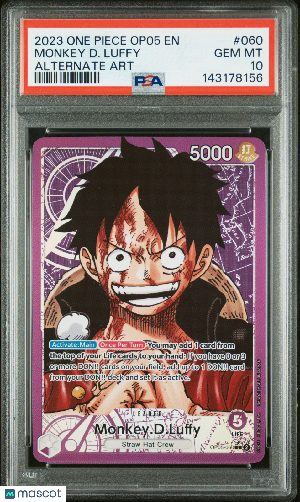 Monkey D. Luffy 2023 One Piece Awakening Of The New Era Alternate Art PSA 10 #60