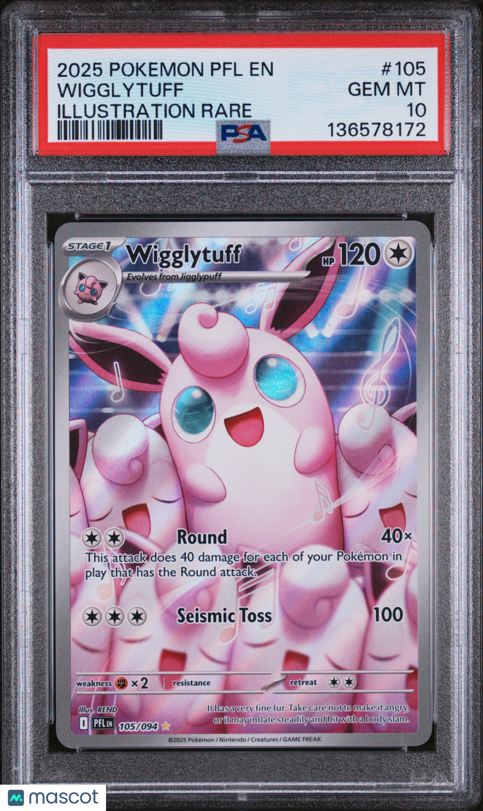 Wigglytuff 2025 Pokemon PFL EN-Phantasmal Flames Illustration Rare PSA 10 #105