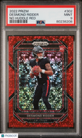 Desmond Ridder 2022 Prizm No Huddle Red RC Rookie Falcons 17/50 PSA 9