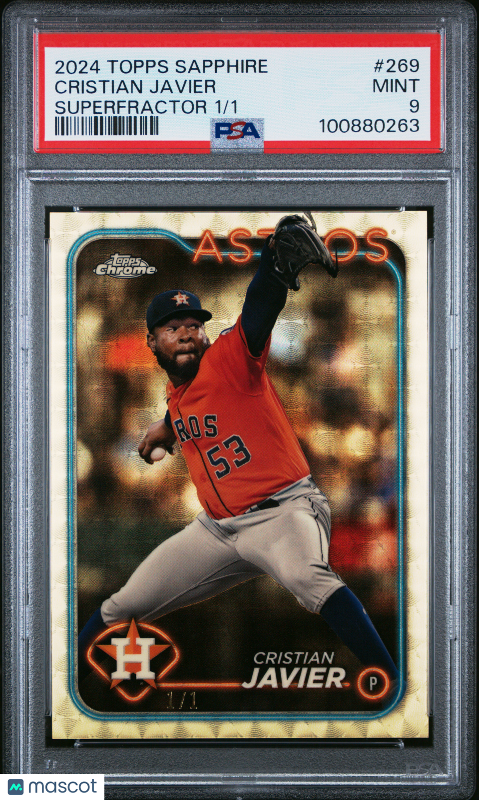 Cristian Javier 2024 Topps Chrome Sapphire Superfractor /1 PSA 9