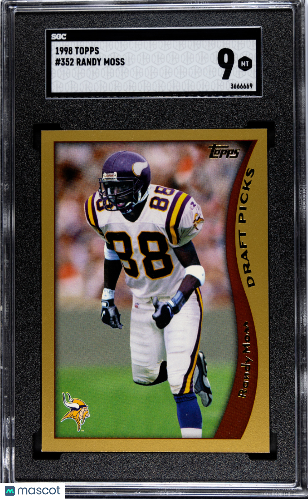 Randy Moss 1998 Topps Rookie Card RC Minnesota Vikings #352 SGC 9