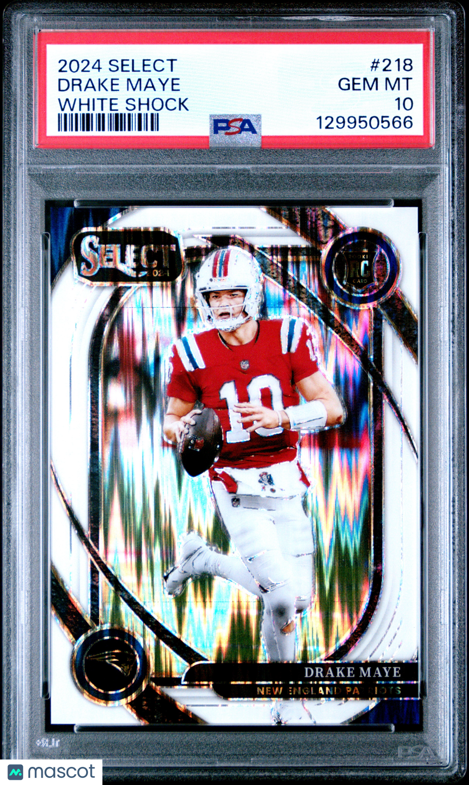 Drake Maye 2024 Select Club White Shock RC New England Patriots 187/199 PSA 10