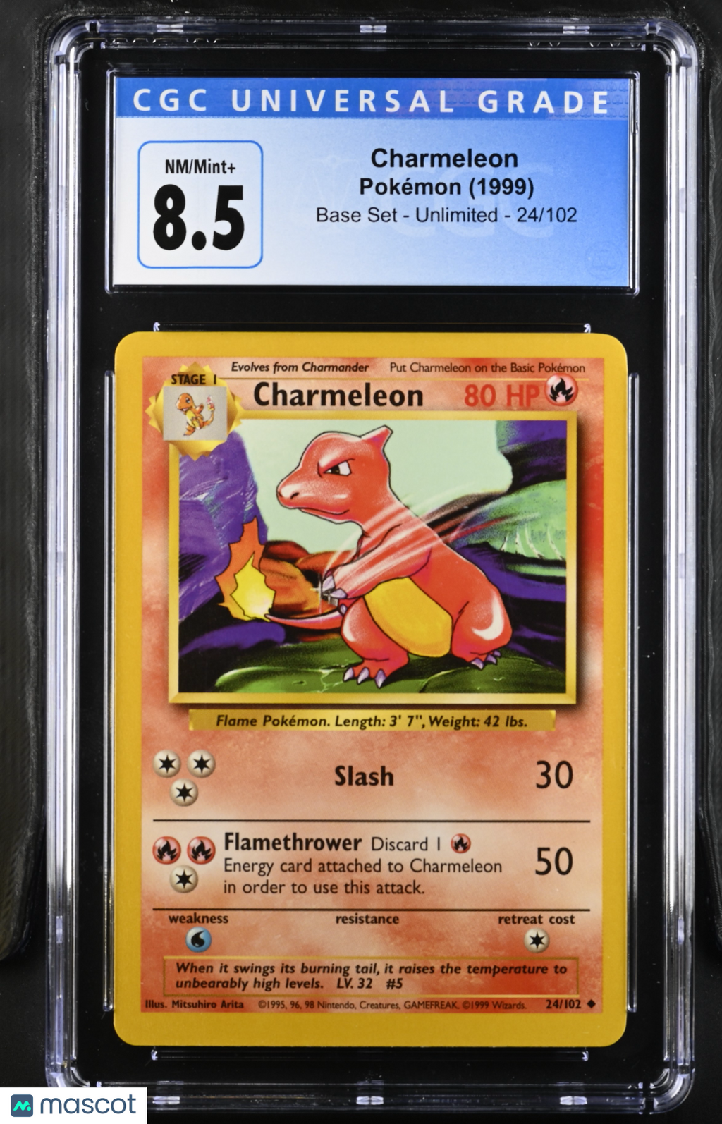 Charmeleon 1999 Pokemon Base Set 24/102 CGC 8.5 #24/102