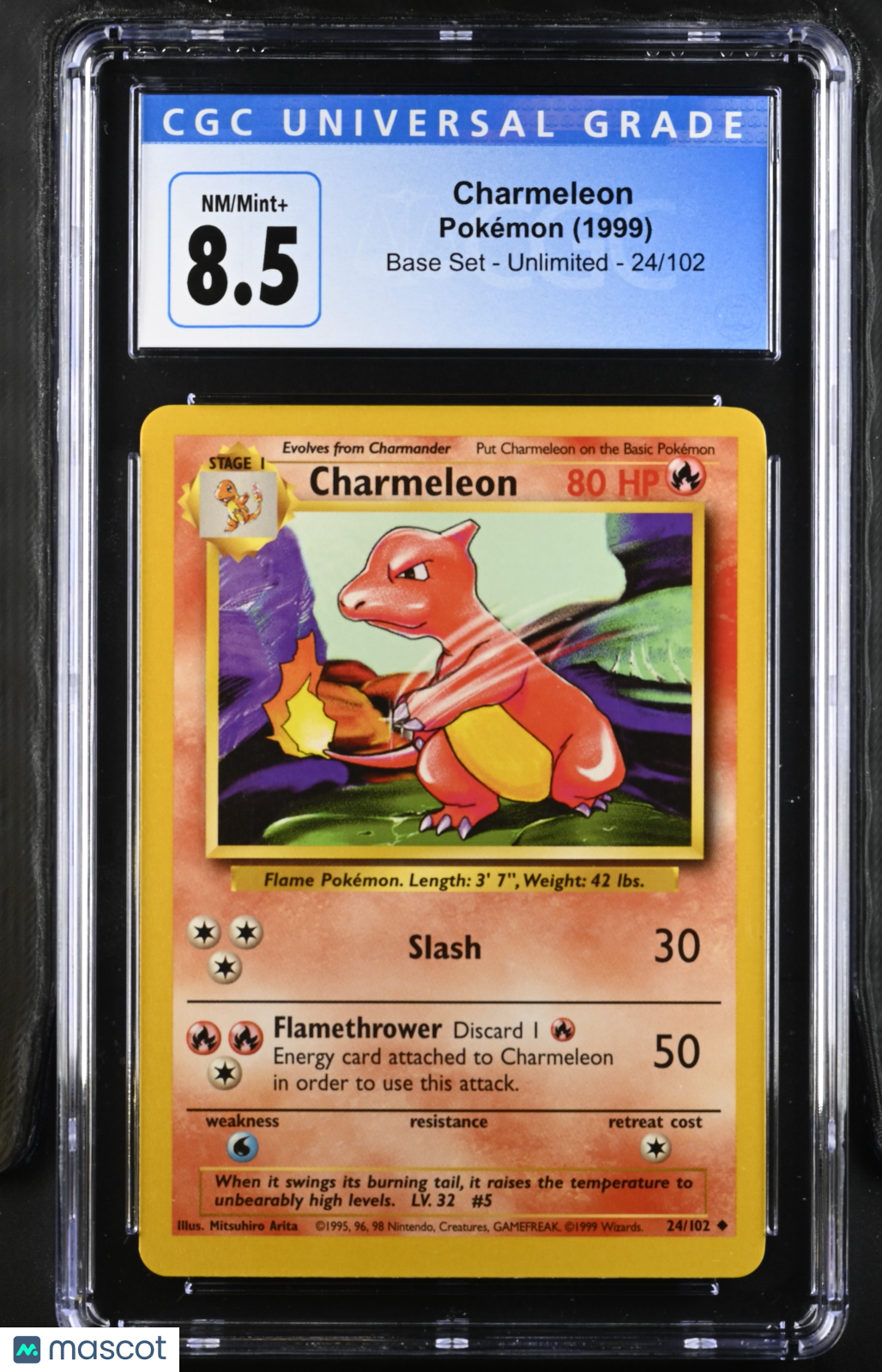Charmeleon 1999 Pokemon Base Set 24/102 CGC 8.5 #24/102