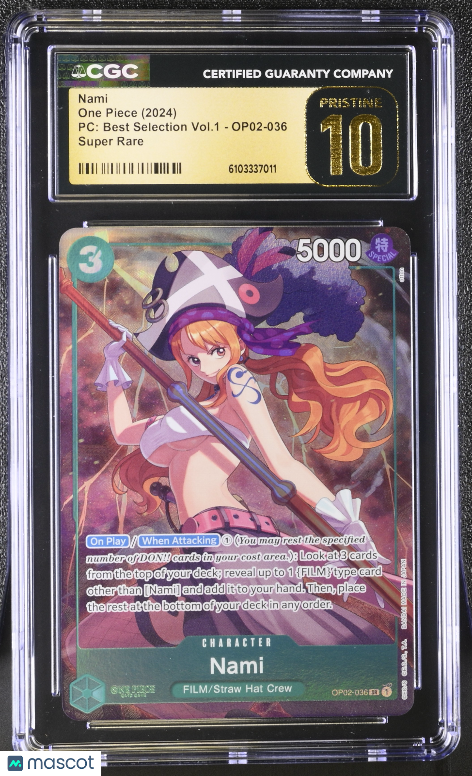 Nami 2024 One Piece Best Selection Vol.1 Alternate Art PRISTINE CGC 10 #OP02-036