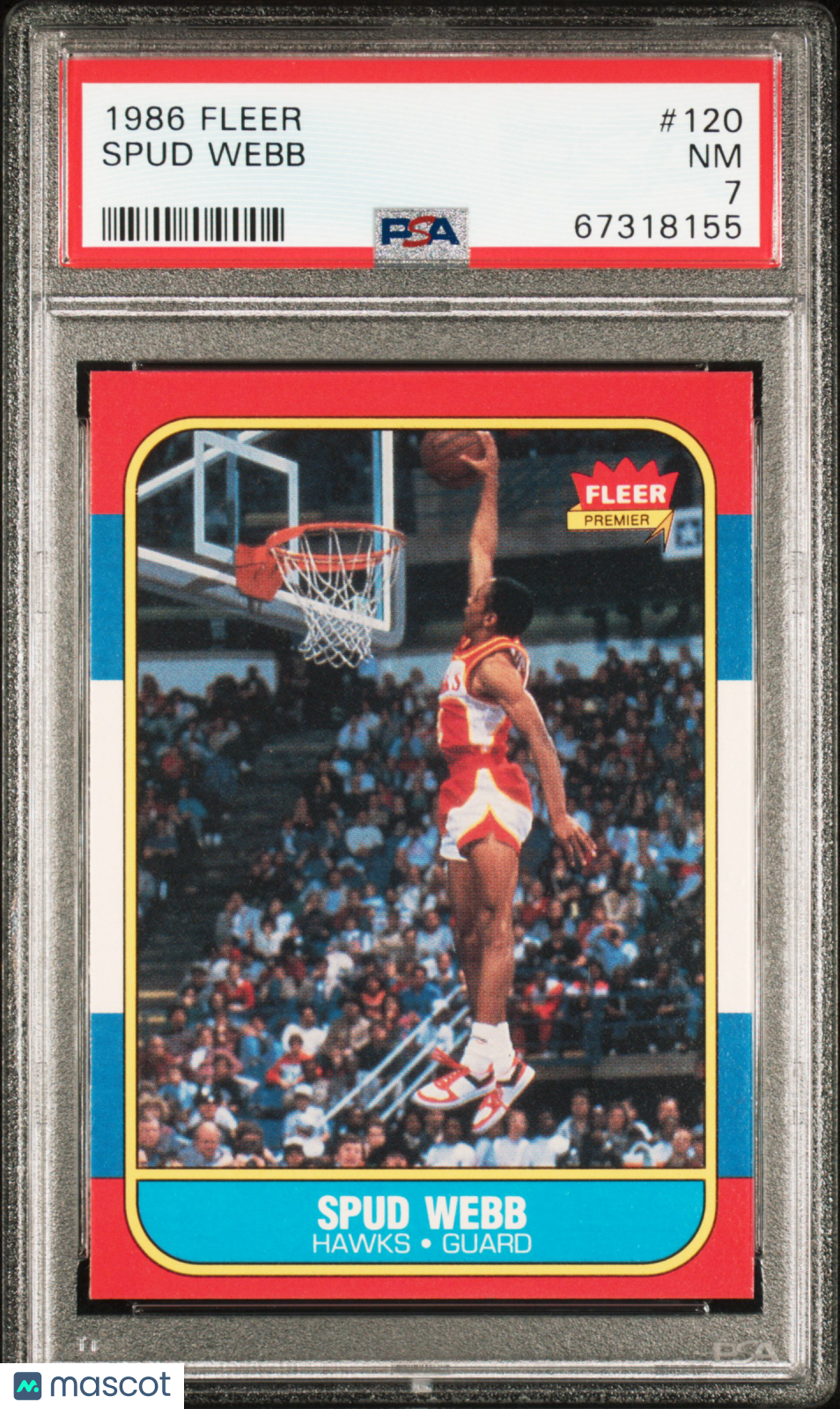 Spud Webb 1986-87 Fleer Rookie RC Atlanta Hawks #120 PSA 7