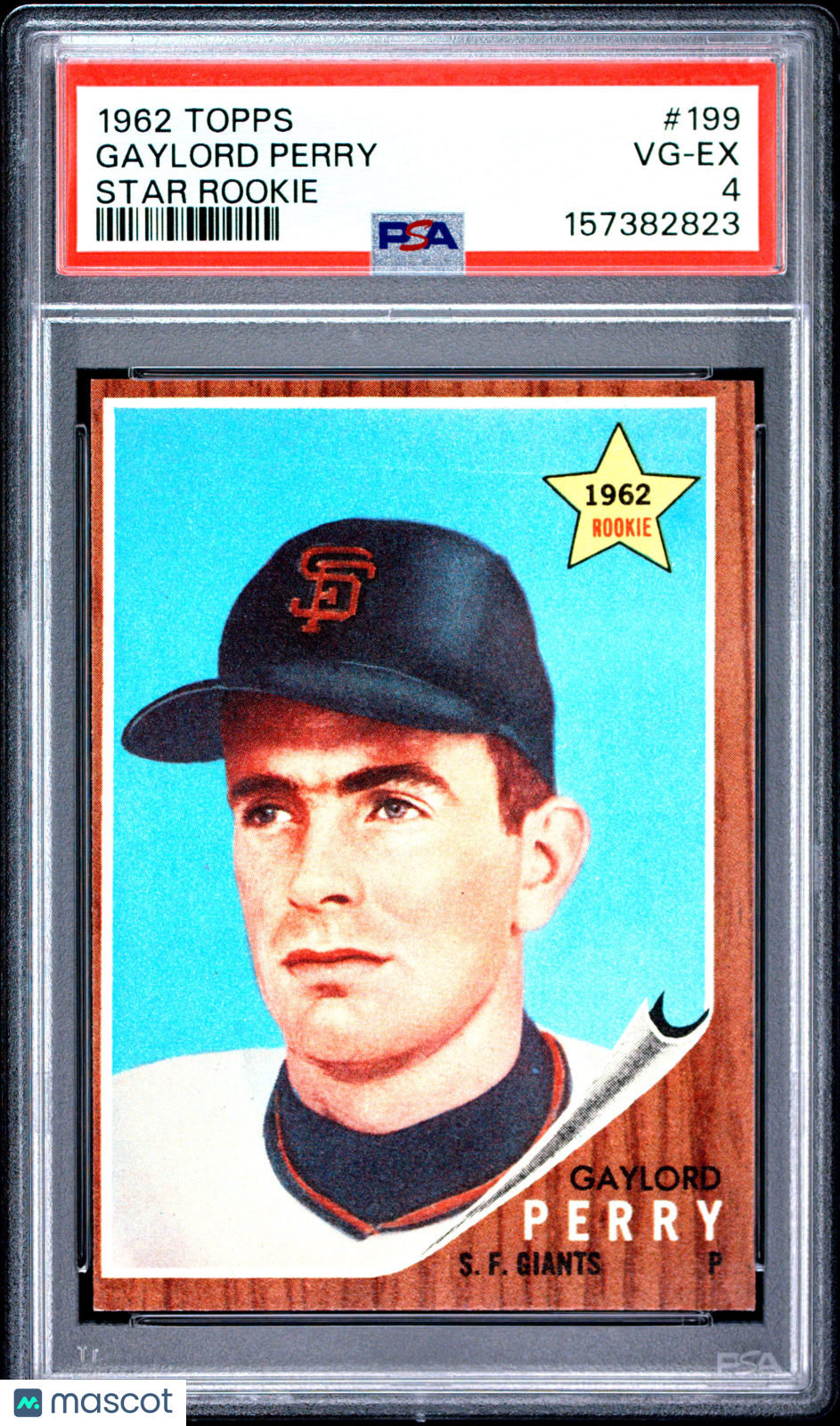 Gaylord Perry 1962 Topps Star Rookie Card RC San Francisco Giants #199 PSA 4