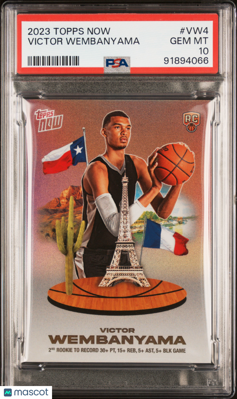 Victor Wembanyama 2023 Topps Now Rookie RC San Antonio Spurs #VW4 PSA 10