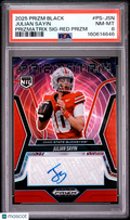 Julian Sayin 2025 Prizm Black Auto Autograph Red RC Ohio State 32/99 PSA 8
