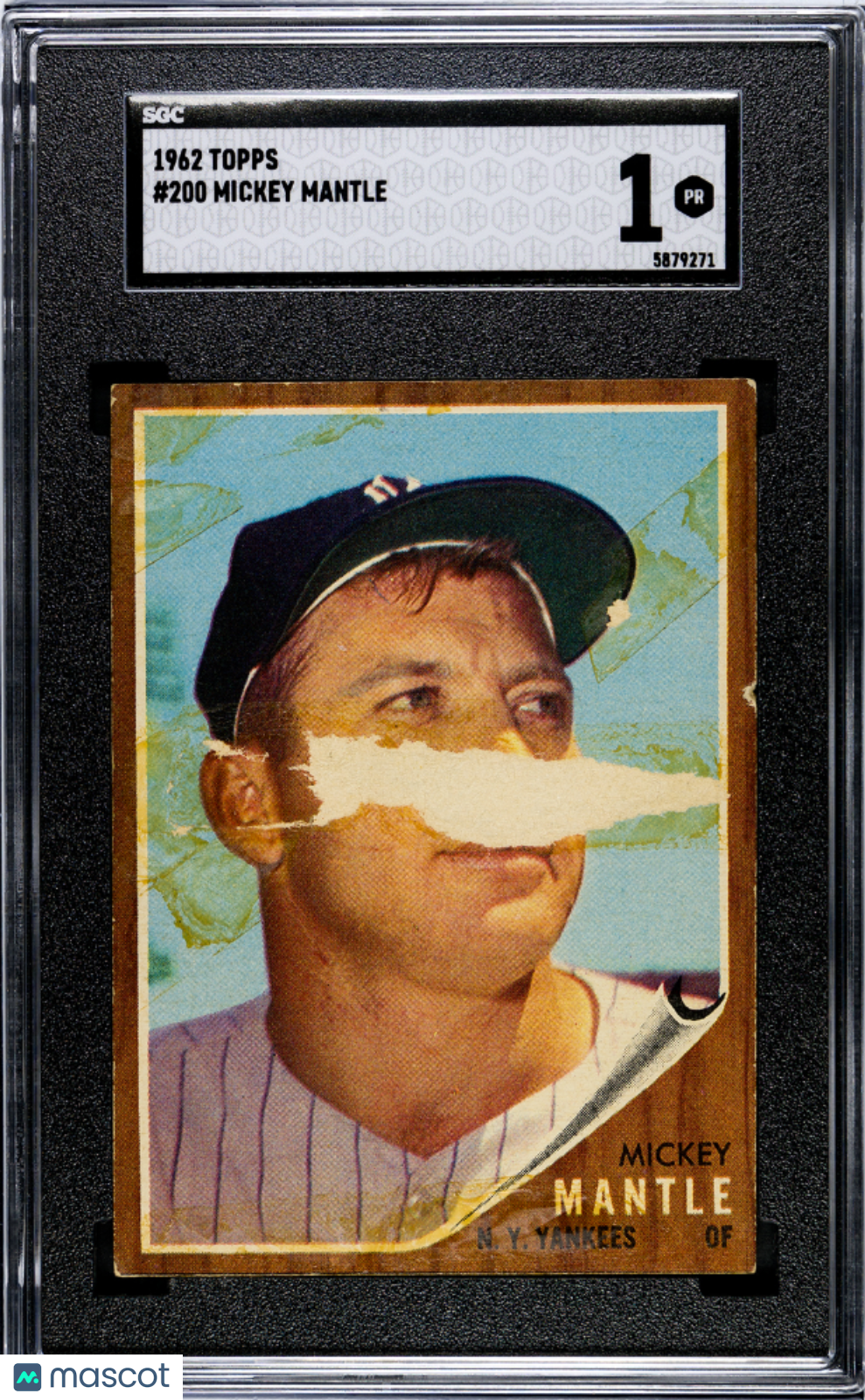 Mickey Mantle 1962 Topps Card New York Yankees #200 SGC 1