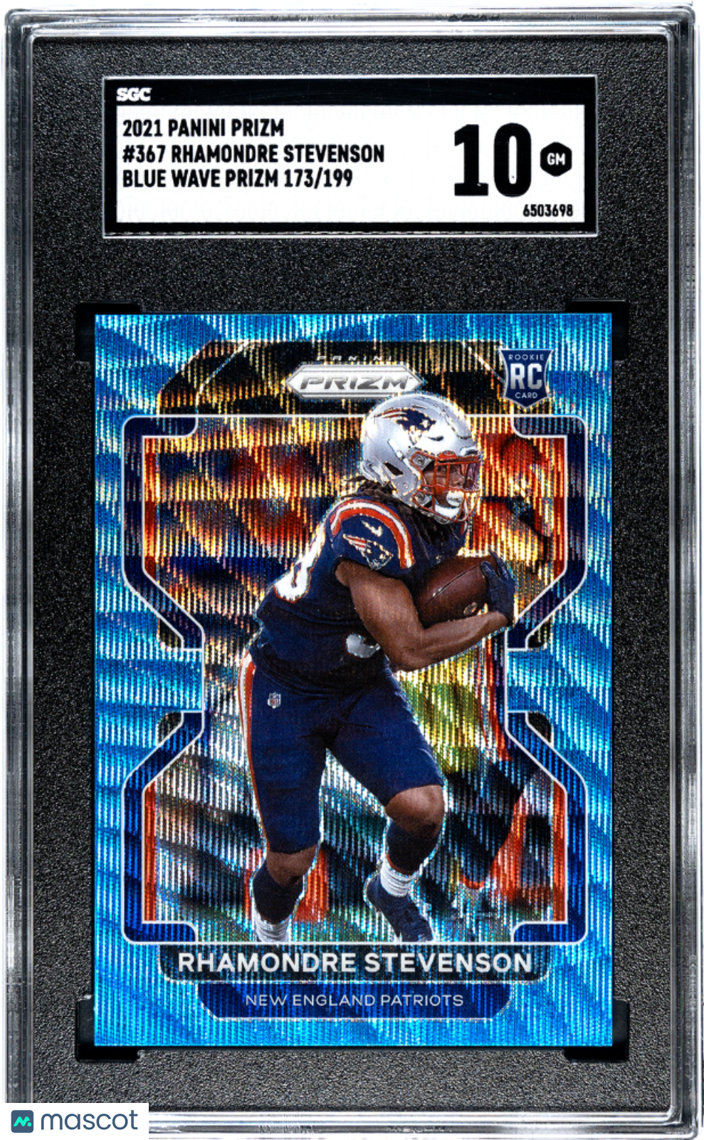 Rhamondre Stevenson 2021 Panini Prizm Blue Wave 199 SGC 10