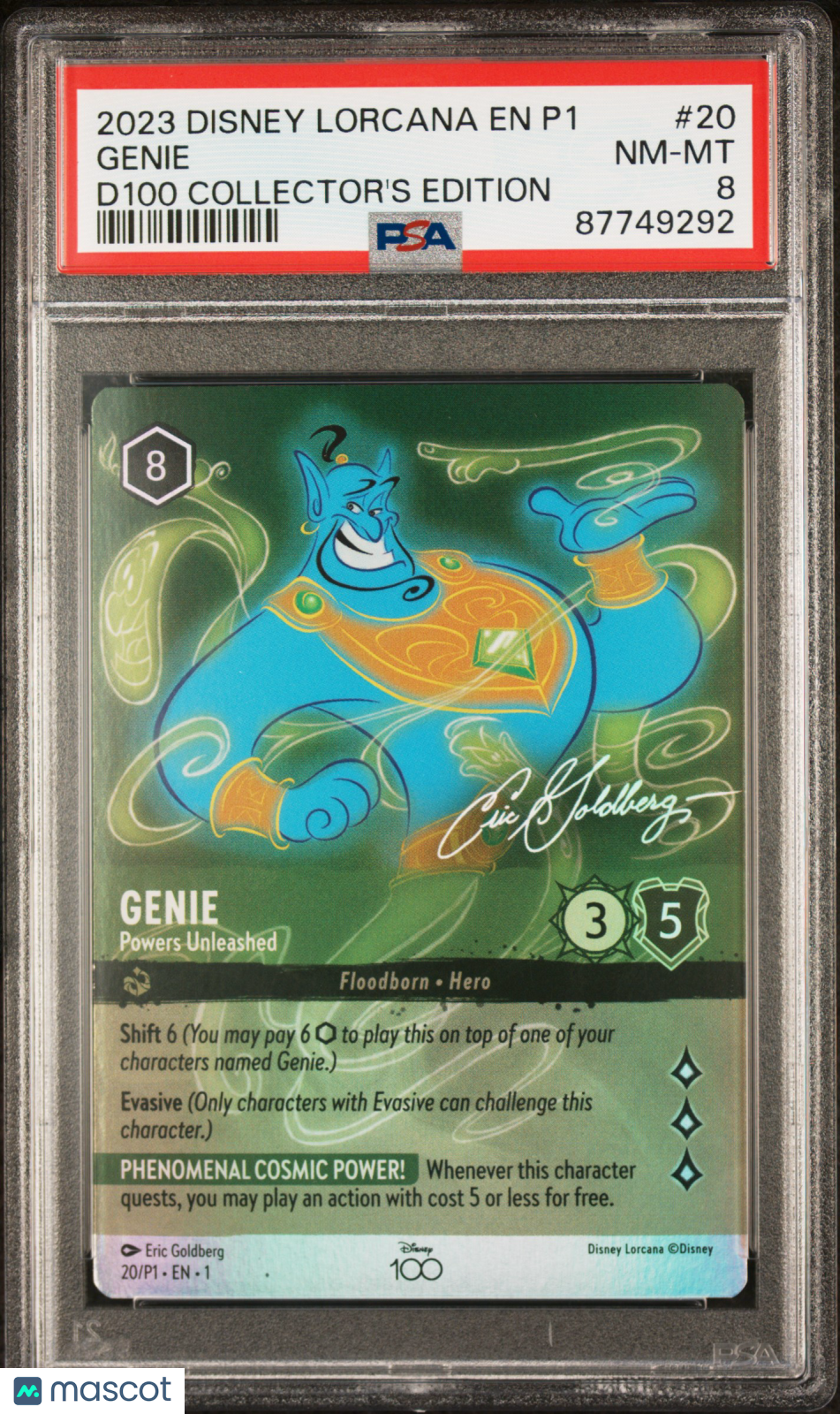 Genie 2023 Disney Lorcana EN P1-Promo D100 Collector's Edition PSA 8 #20
