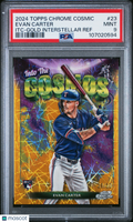 Evan Carter 2024 Topps Cosmic Chrome Into The Cosmos GOLD RC Rangers 38/50 PSA 9