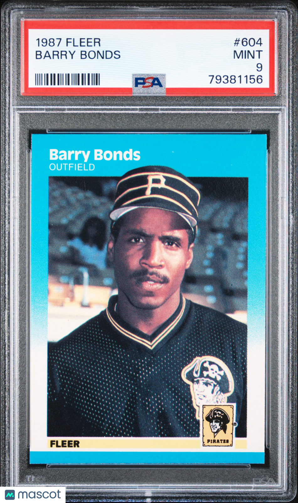 Barry Bonds 1987 Fleer Rookie RC Pittsburgh Pirates #604 PSA 9