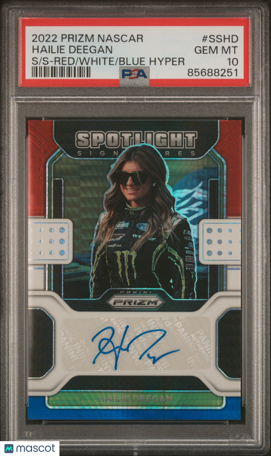 Hailie Deegan 2022 Prizm Nascar Red White Blue Auto Autograph 14/25 PSA 10