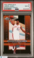 LeBron James 2003-04 Upper Deck Rookie Exclusives RC Cavaliers #1 PSA 8