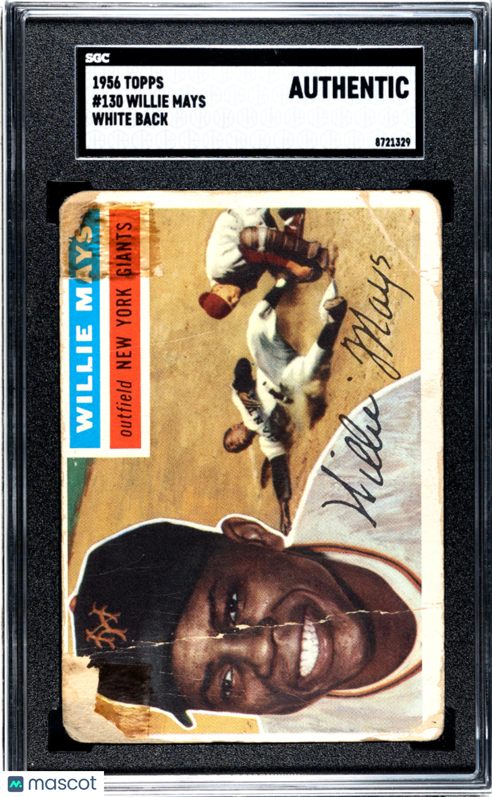 Willie Mays 1956 Topps White Back Card New York Giants #130 SGC A
