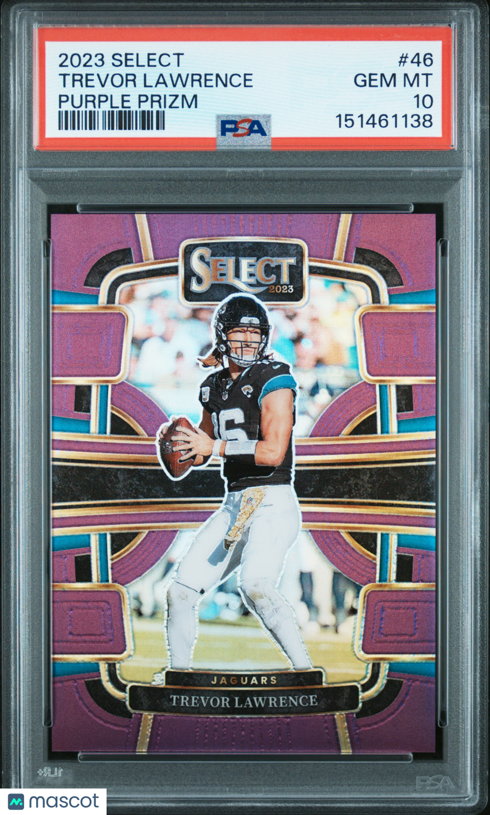 Trevor Lawrence 2023 Select Purple Prizm Jacksonville Jaguars 51/75 PSA 10