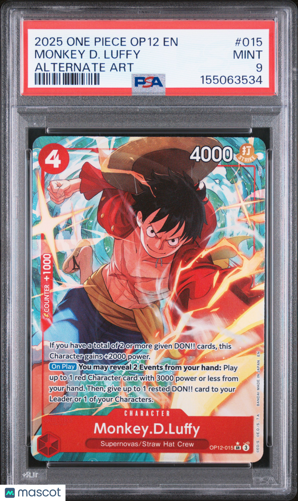 Monkey D. Luffy 2025 One Piece Legacy Of The Master Alternate Art PSA 9 #015