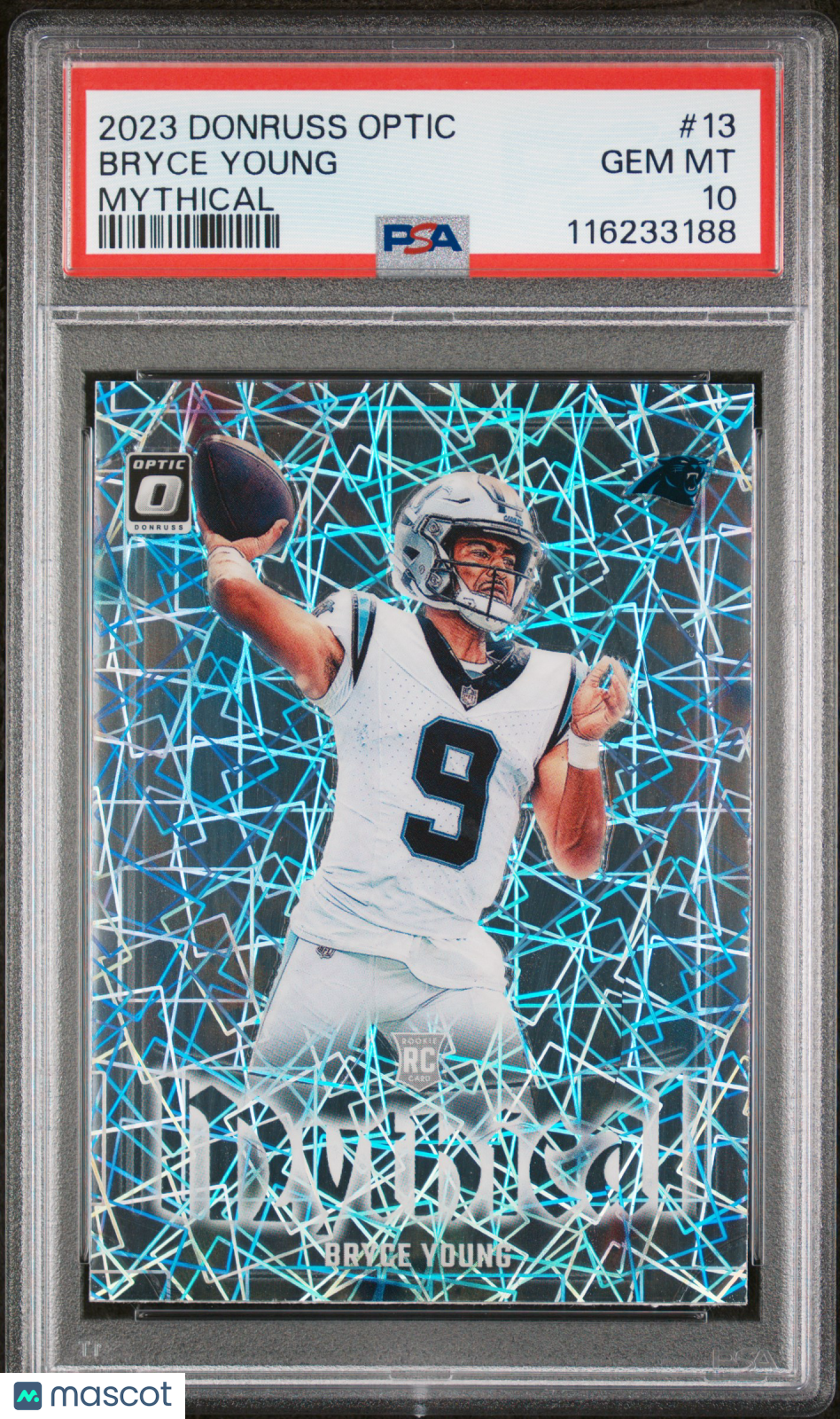 Bryce Young 2023 Optic Mythical SSP CASE HIT RC Carolina Panthers PSA 10