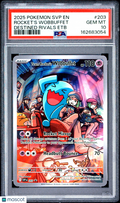 PSA 10 Rocket's Wobbuffet 2025 Pokemon Black Star Promo Destined Rivals #203