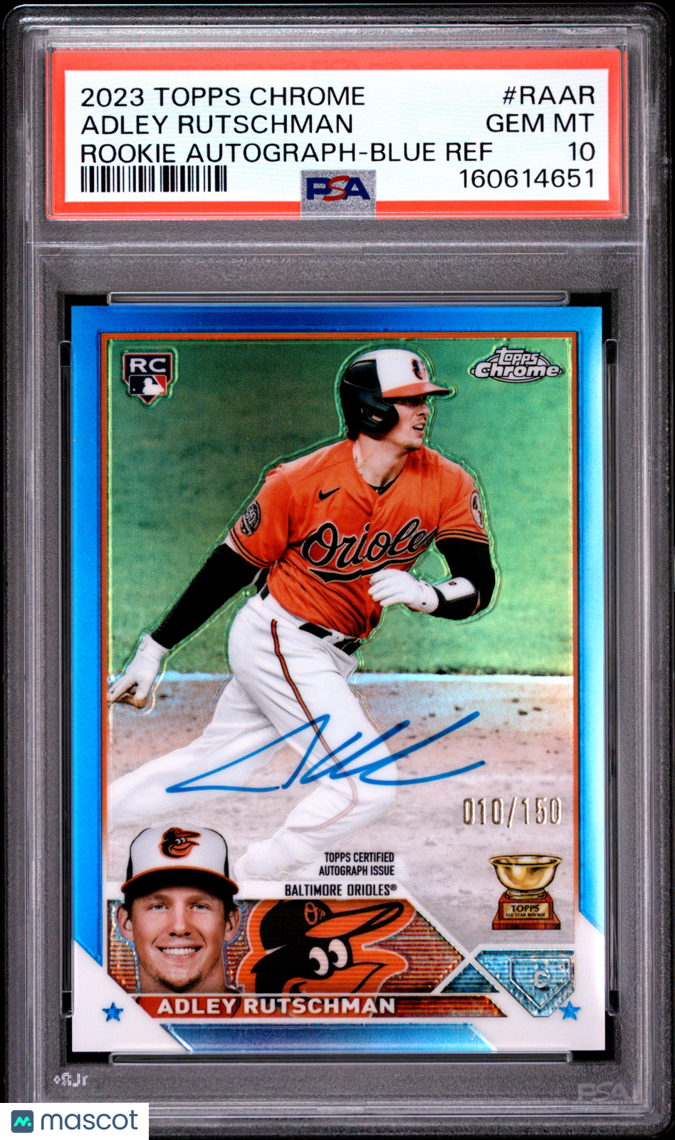 Adley Rutschman 2023 Topps Chrome Auto Autograph RC Orioles 10/150 PSA 10