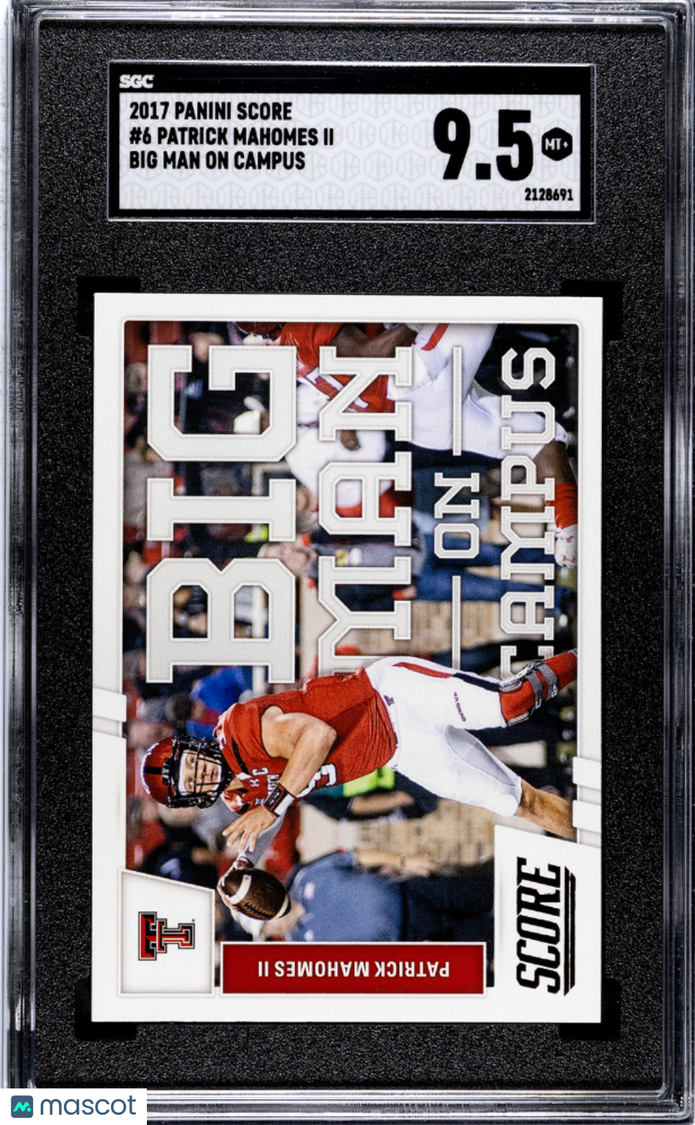 Patrick Mahomes II 2017 Score Big Man On Campus Rookie RC KC Chiefs SGC 9.5