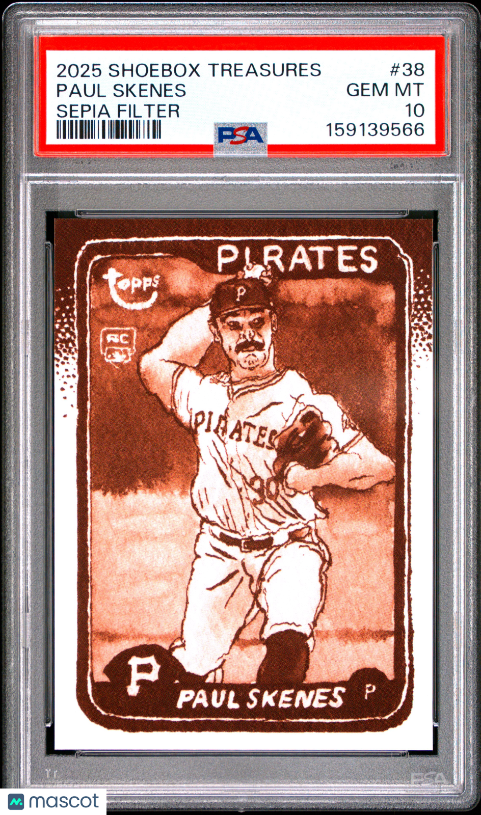 Paul Skenes 2025 Topps Shoebox Treasures Sepia RC Rookie Pirates 19/50 PSA 10