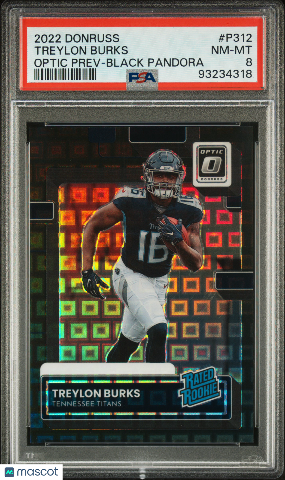 Treylon Burks 2022 Optic Rated Rookie Black Pandora RC Titans 13/25 PSA 8