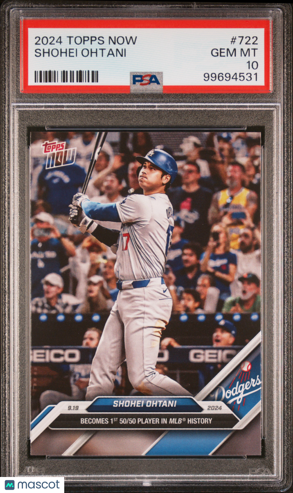 Shohei Ohtani 2024 Topps Now 50/50 Player #722 LA Dodgers PSA 10