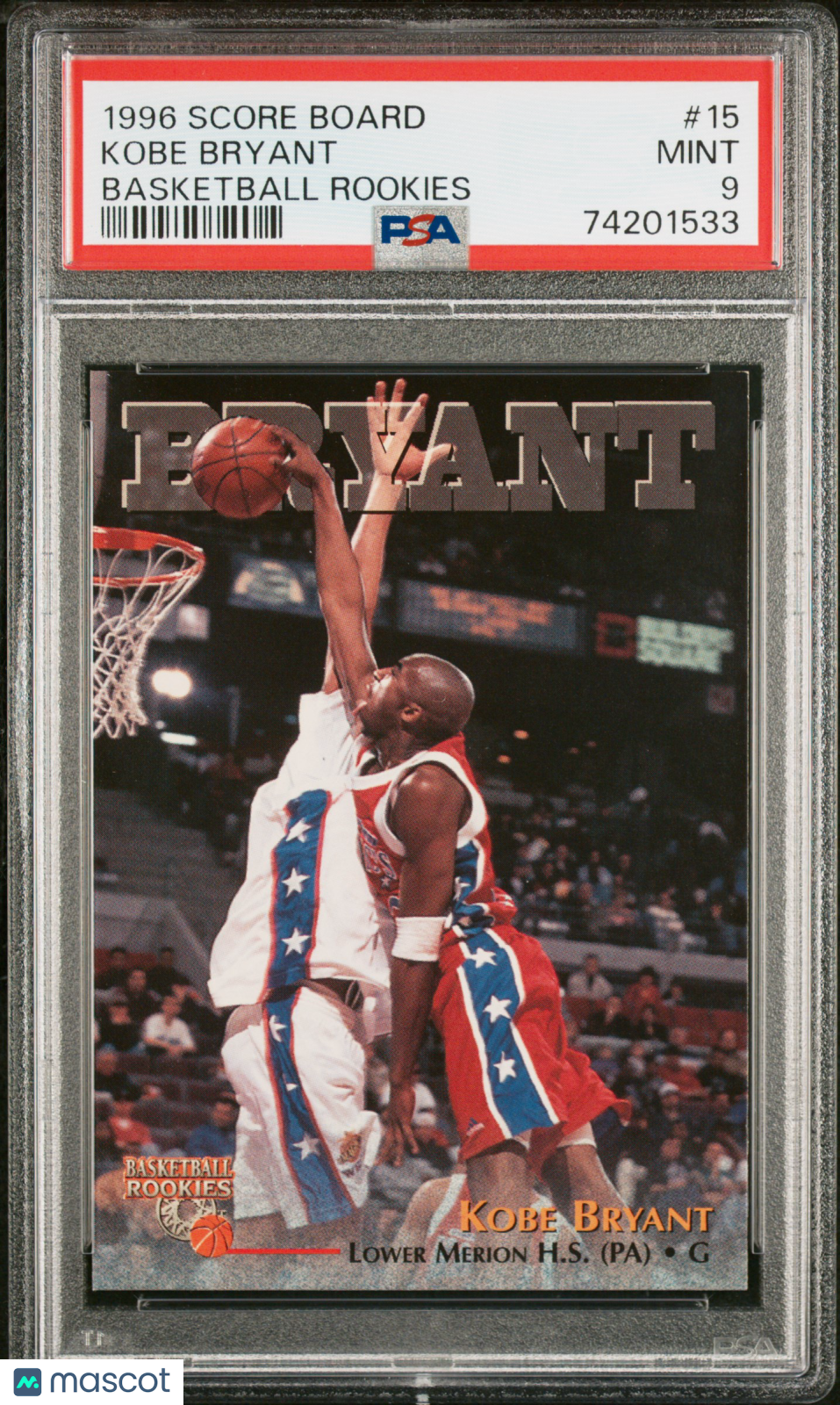 Kobe Bryant 1996-97 Score Board Rookie RC Los Angeles Lakers #15 PSA 9