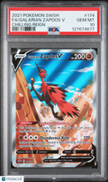 Galarian Zapdos V 2021 Pokemon Sword & Shield Chilling Reign  PSA 10 #174