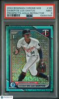 Daiber De Los Santos 2024 Bowman Chrome 1st Aqua RC Twins 91/299 PSA 9