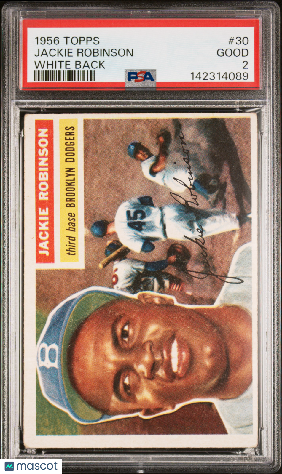 Jackie Robinson 1956 Topps White Back Brooklyn Dodgers #30 PSA 2