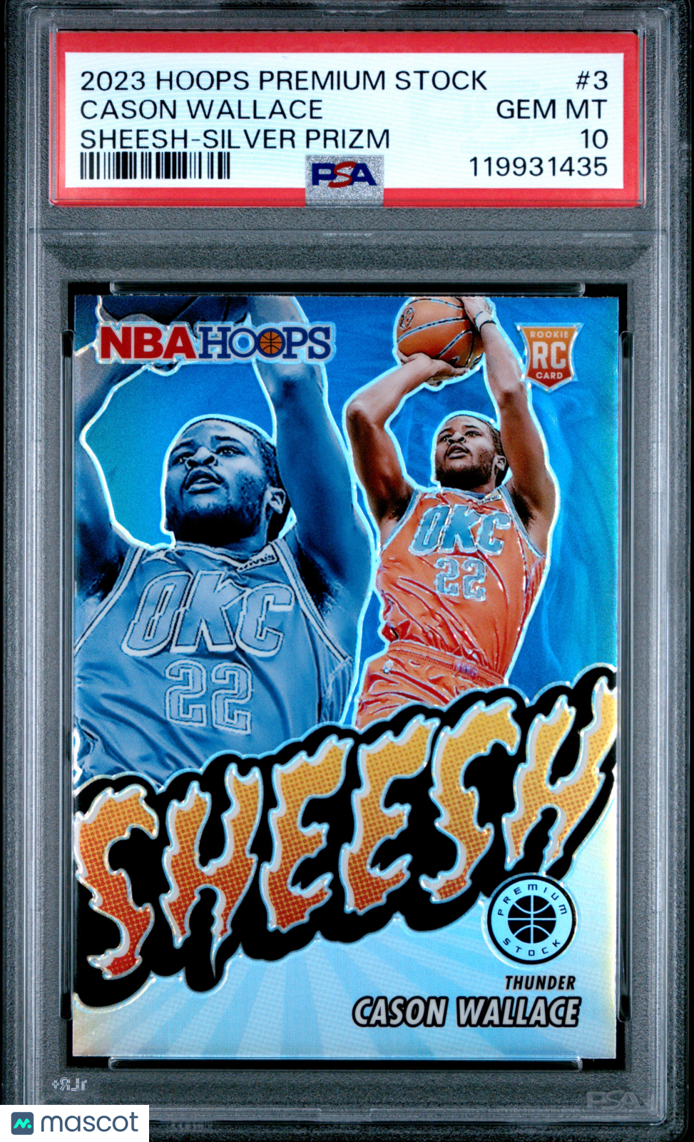 Cason Wallace 2023 Hoops Premium Stock Sheesh Silver Prizm RC Thunder PSA 10