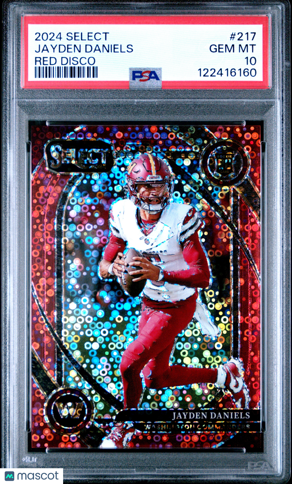 Jayden Daniels 2024 Select Club Level Red Disco RC Commanders 45/49 PSA 10