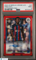 Ansu Fati 2022-23 Topps Merlin Chrome Auto Autograph RED Barcelona 7/10 PSA 9