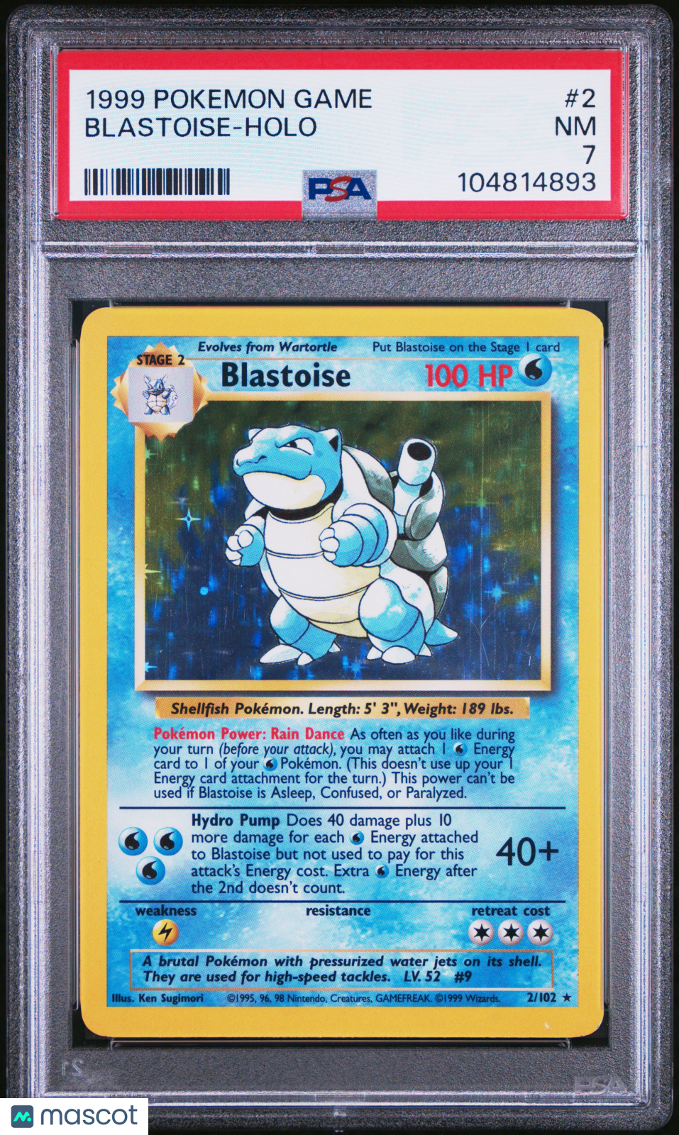 Blastoise 1999 Pokemon Card Holo PSA 7 #2