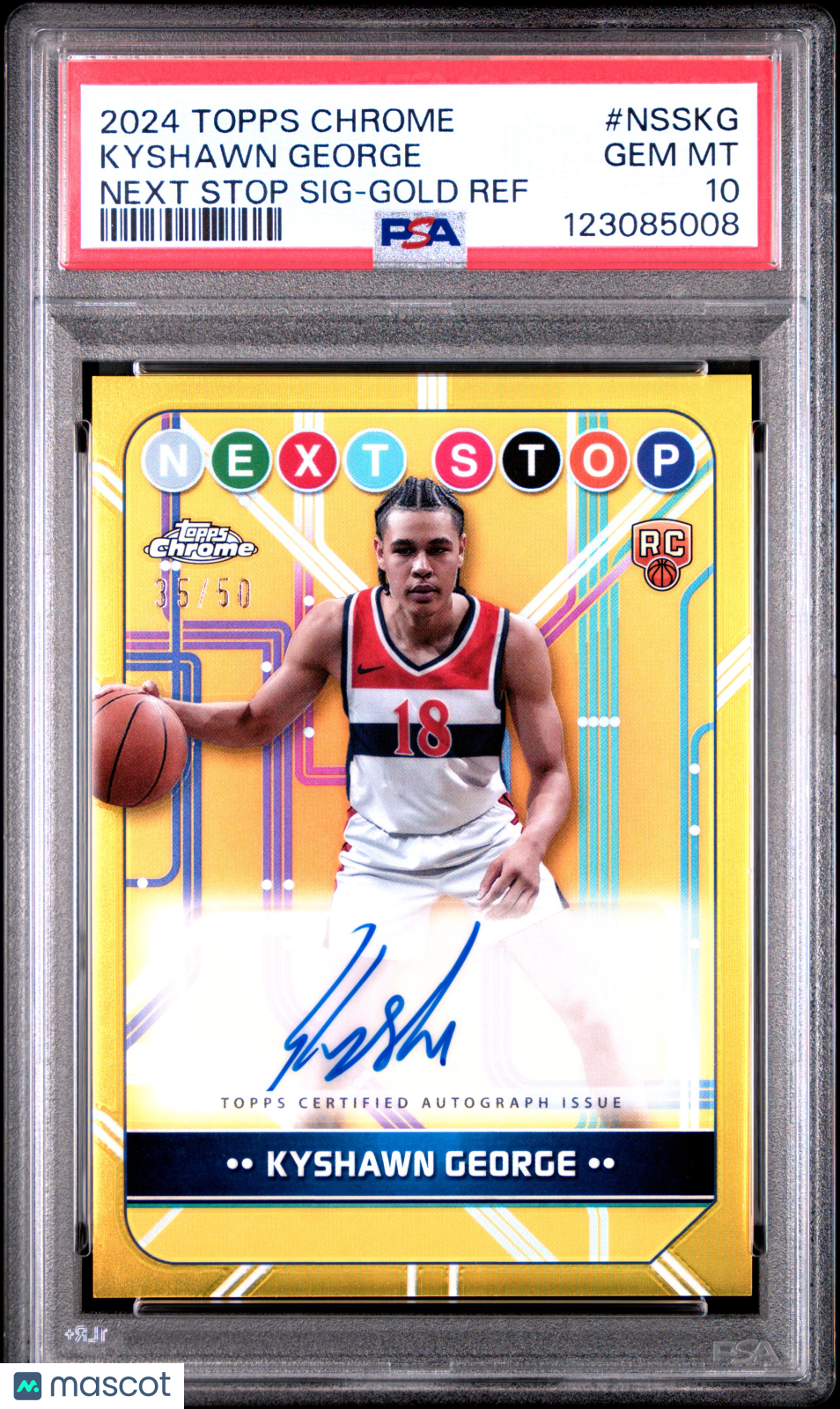 Kyshawn George 2024-25 Topps Chrome Next Stop GOLD Auto Autograph RC /50 PSA 10
