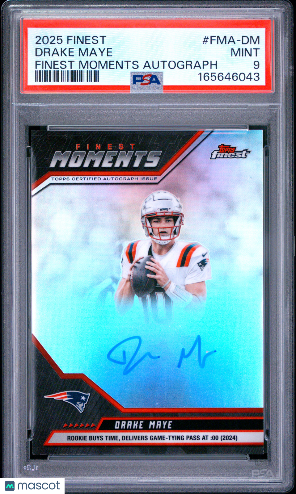 Drake Maye 2025 Topps Finest Moments Auto Autograph New England Patriots PSA 9