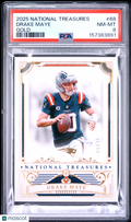 Drake Maye 2025 National Treasures GOLD 2nd Year New England Patriots 9/35 PSA 8