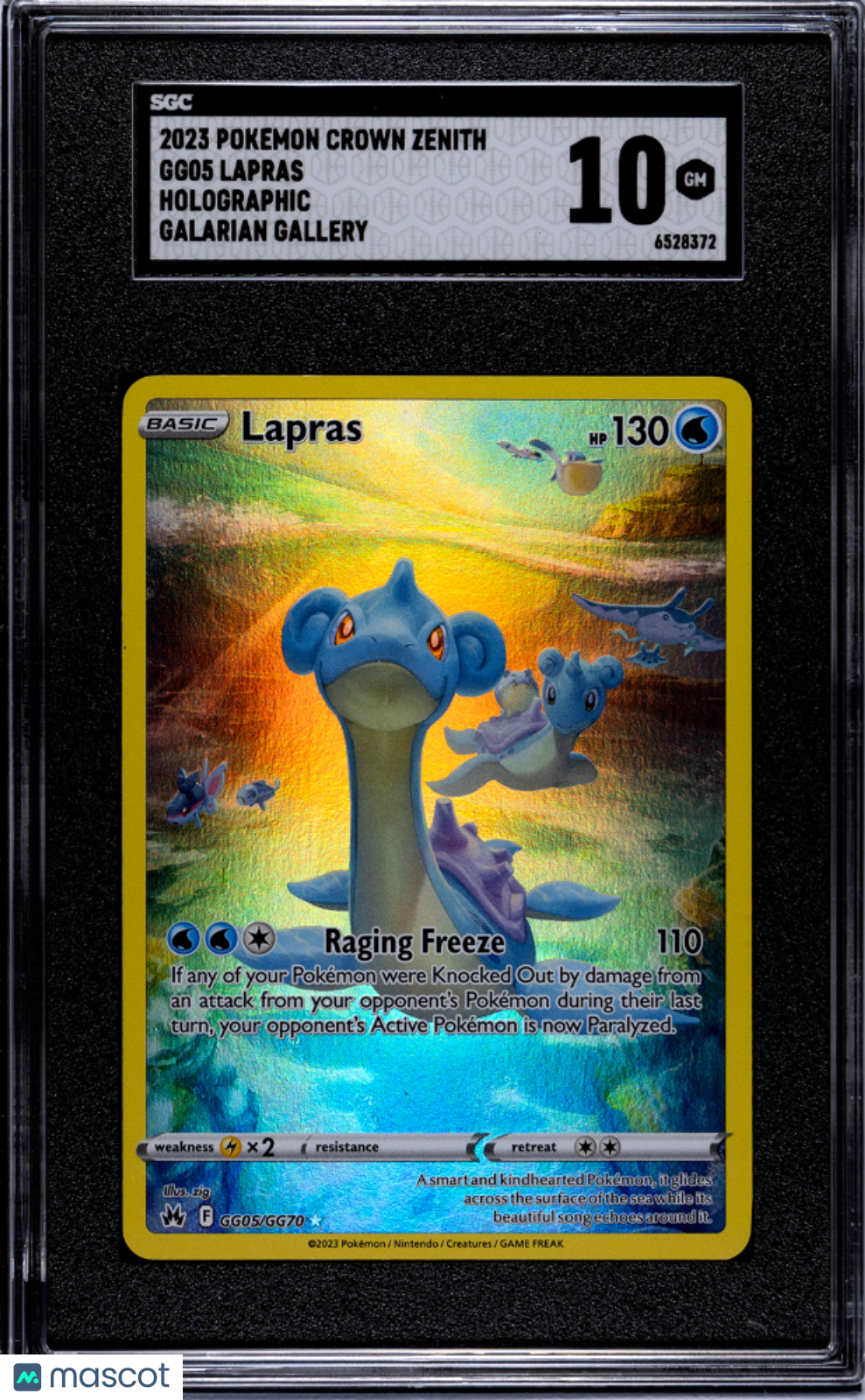 Lapras 2023 Pokemon Crown Zenith SGC 10 #GG05