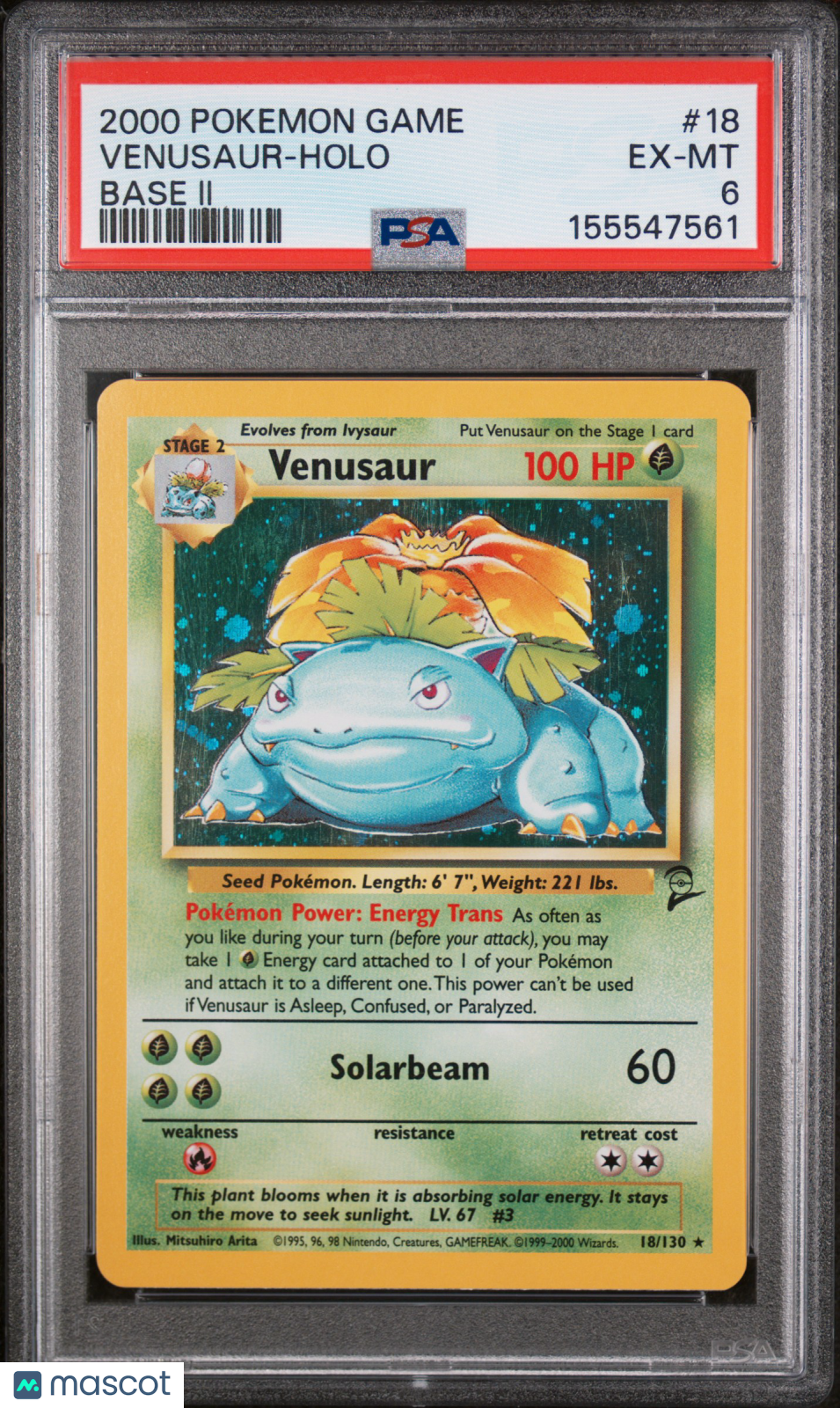 Venusaur 2000 Pokemon Game Base II Holo Base II PSA 6 #18