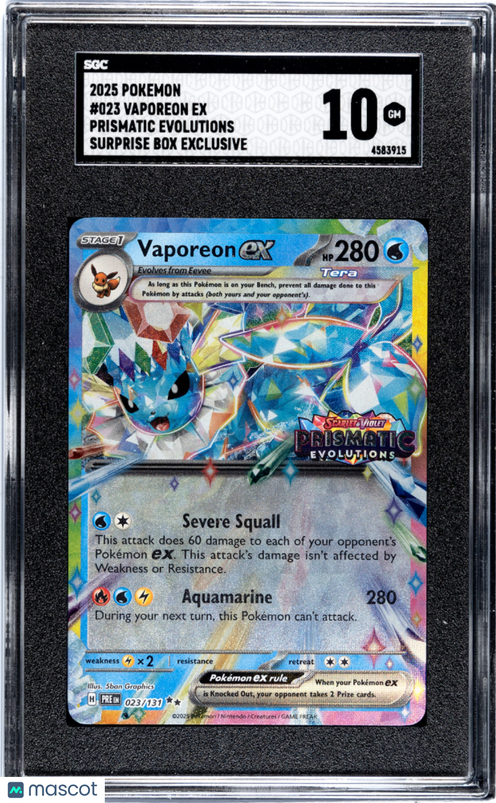 Vaporeon EX 2025 Pokemon Prismatic Evolutions SGC 10 #023
