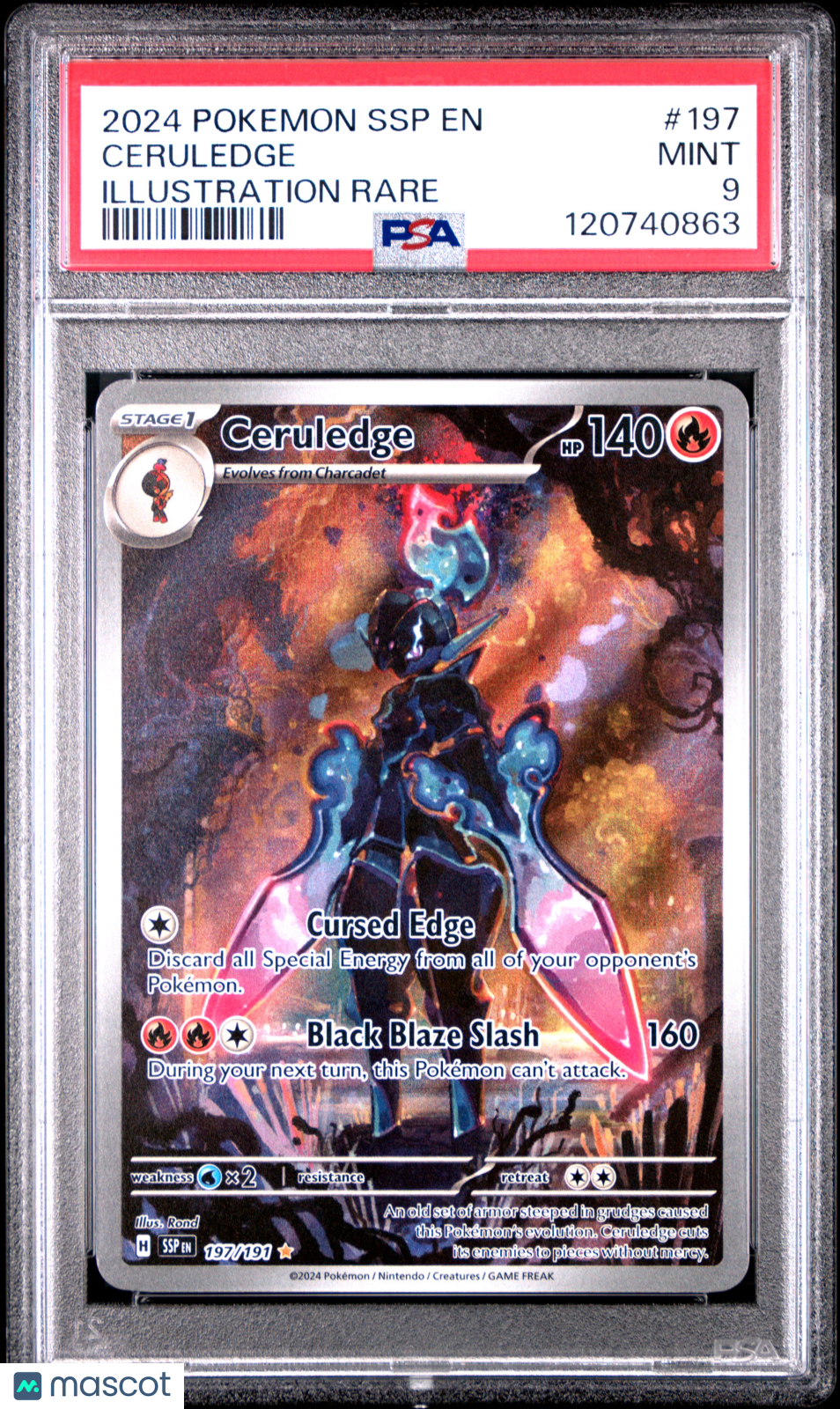 Ceruledge 2024 Pokemon Surging Sparks Illustration Rare PSA 9 #197