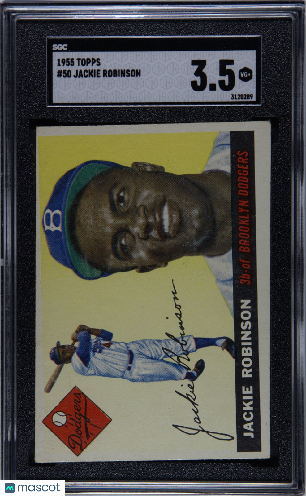 Jackie Robinson 1955 Topps Card Brooklyn Dodgers #50 SGC 3.5