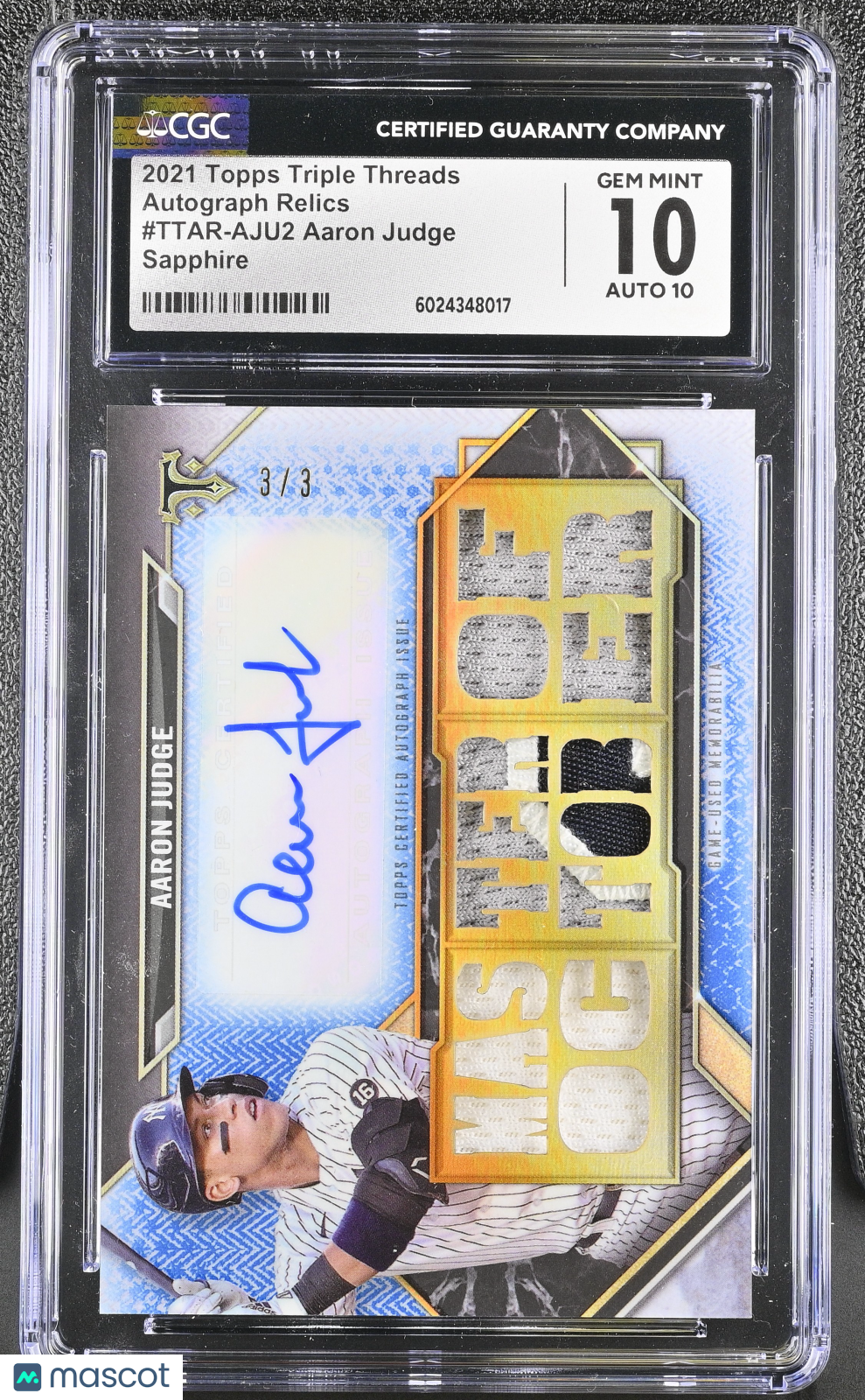 Aaron Judge 2021 Topps Triple Threads Auto Autograph Patch 3/3 Yankees CGC 10