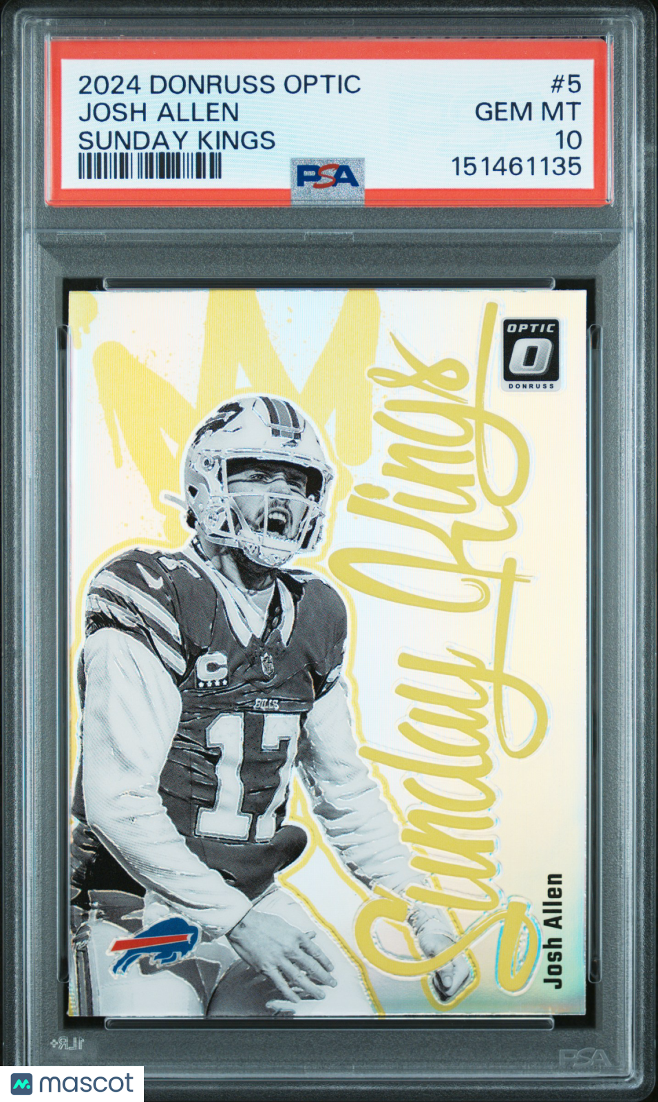 Josh Allen 2024 Optic Sunday Kings CASE HIT SSP Buffalo Bills PSA 10